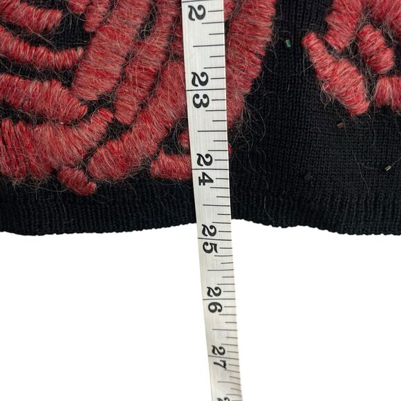 VTG Adrianna Papell 2-Piece Sweater Set Womens Sz XL Rose Embroidered Beaded - Picture 6 of 15